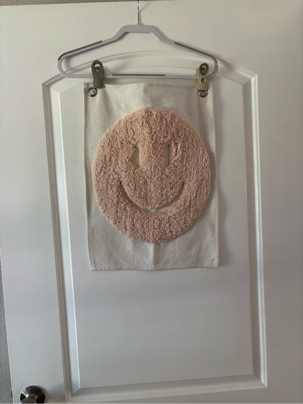Smiley Face Wall Hanging - Blush Pink on Cream